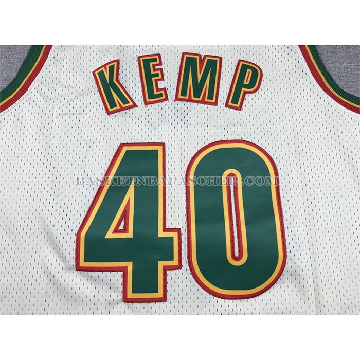 Maillot Seattle Supersonics Shawn Kemp NO 40 Mitchell & Ness Chainstitch Creme